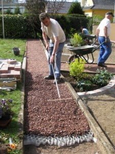 Geotextile honeycomb, installation