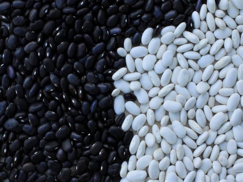 White and black beans.