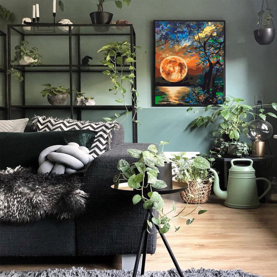 Pttozan painting with set of numbers, moon, acrylic paint, multicolored, 40 x 50 cm