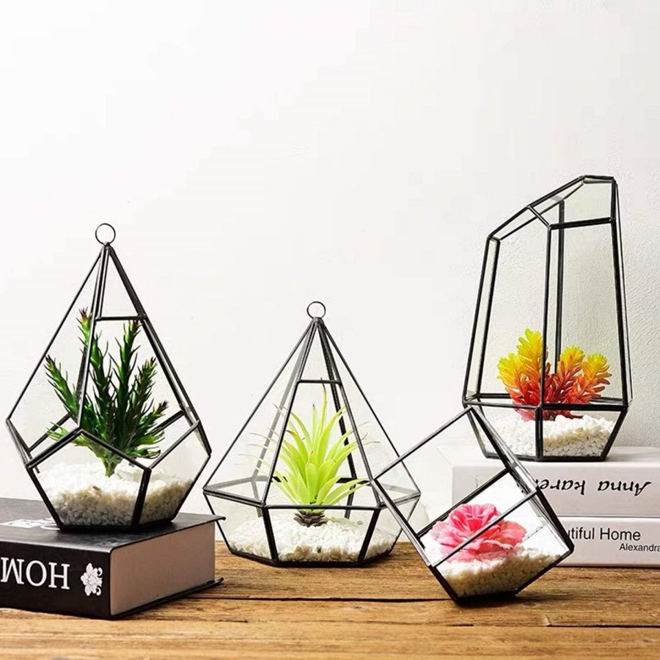 Asvert vases, metal/glass, black, 15 x 15 x 15.5 cm