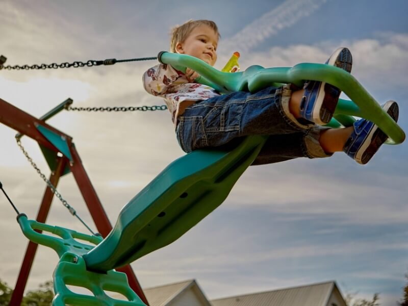     Standard children's playgrounds are often bright and do not fit well with the terrain design. Pixabay photo