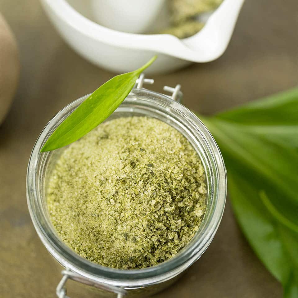 Wild herb salt in spring