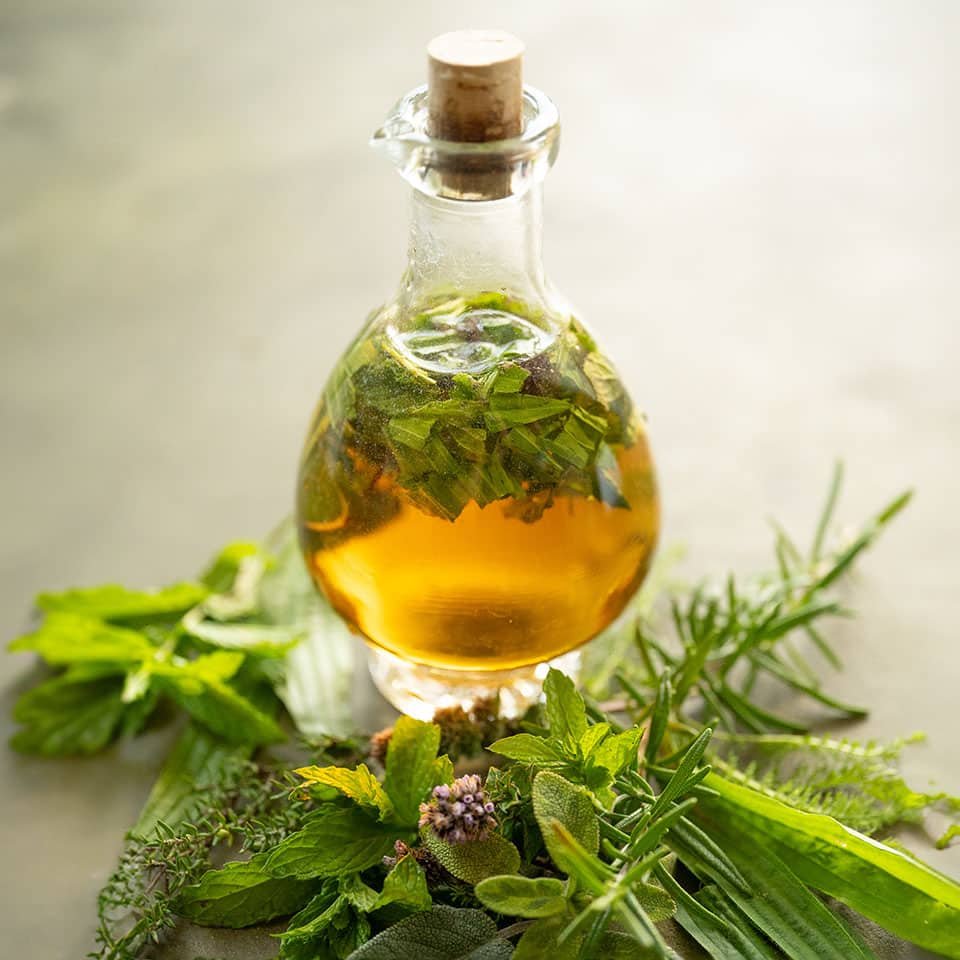 Preserve herbs with vinegar