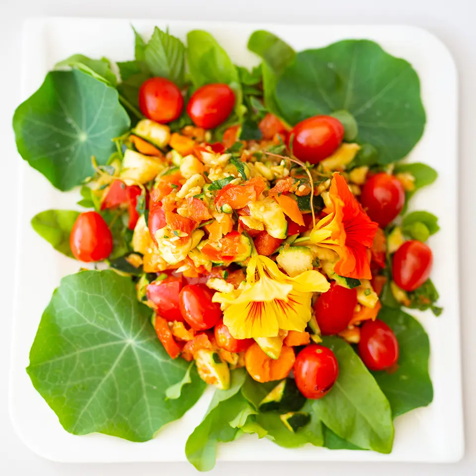 Salad with nasturtiums