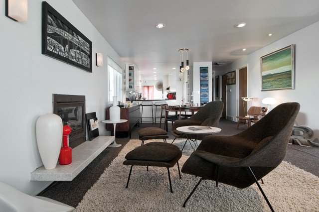 Womb living room armchairs with pouf