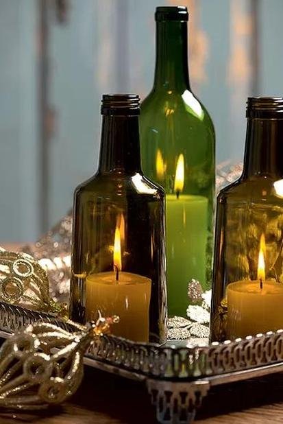 Bottles with candles