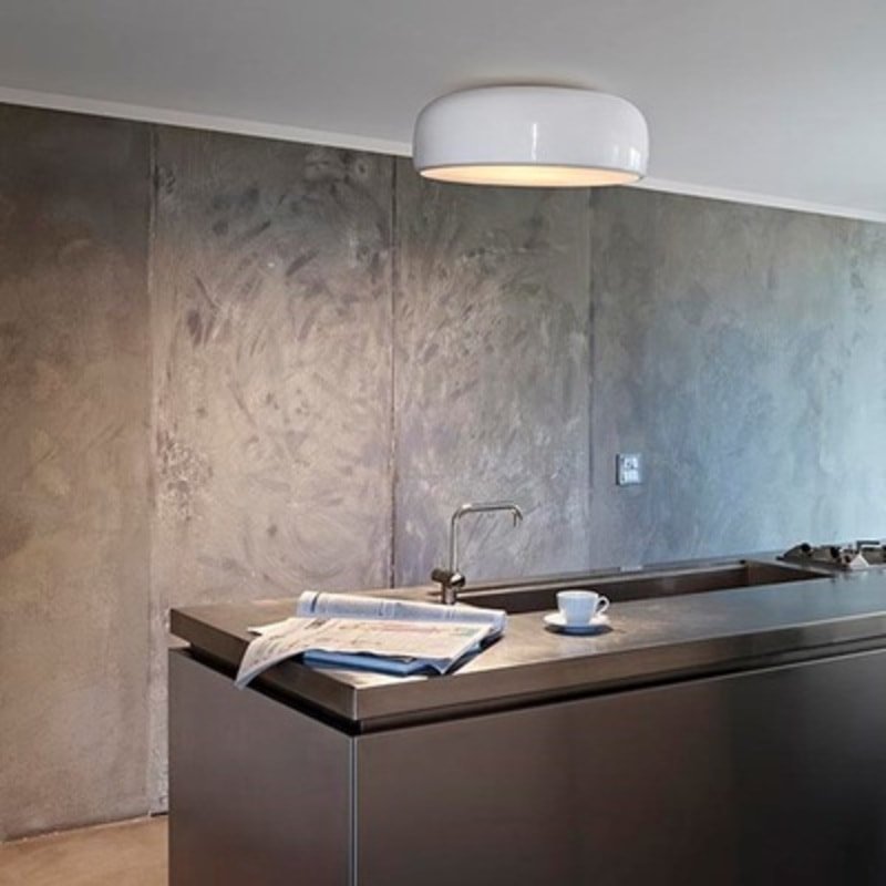 Kitchen with Flos Smithfield ceiling light