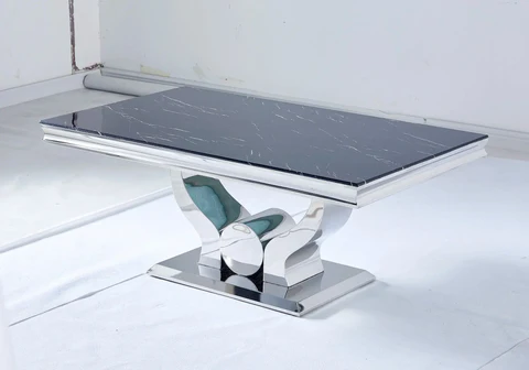 New design NEA silver white glass coffee table