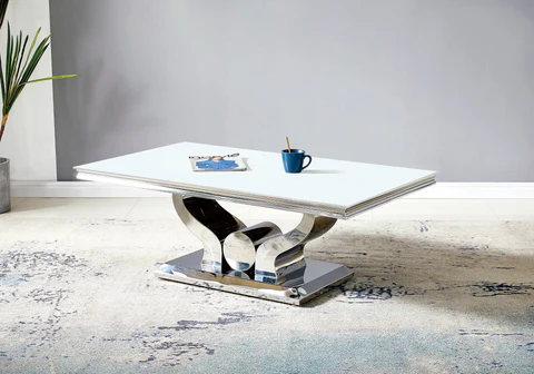 NEA Silver Black Glass Coffee Table -  