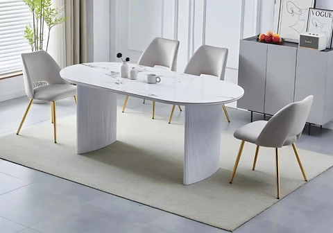 TUAN New Design White Marble Ceramic Dining Table