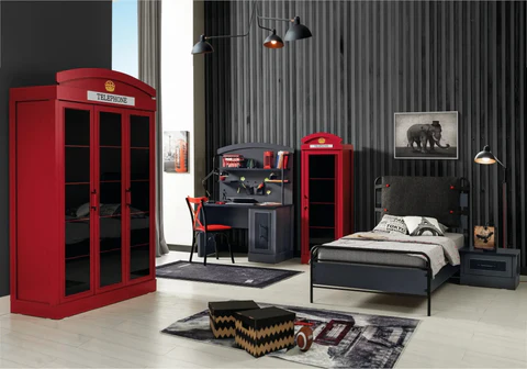 Red bedroom set for boys LONDON kelekci.com