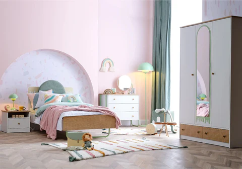 Modern and functional youth bedroom set JOLLY green