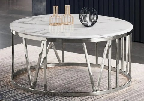 Round coffee table in white marble GEVA New Design