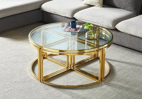 Round golden coffee table by PIO New Design