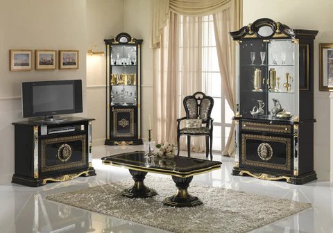 ELİS black lacquered TV cabinet set Made in Italy