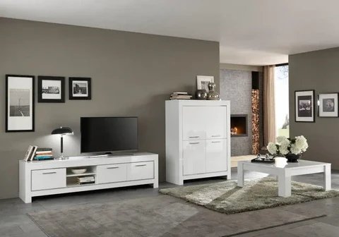 MODENA Italian Mobili white lacquered living room furniture