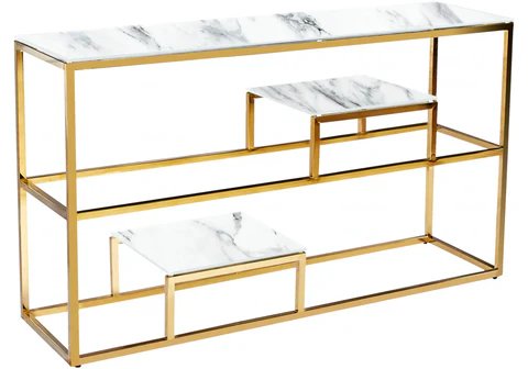 Console in golden white marble SORA New Design