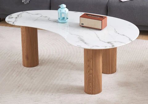 PIATO New Design white marble oak coffee table