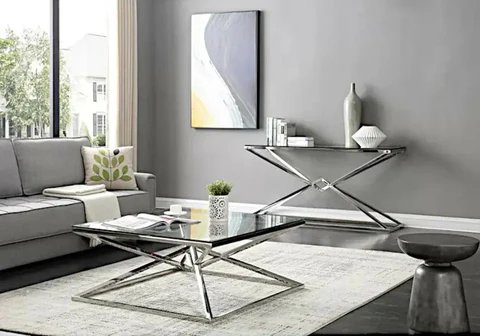 Console silver beige marble LUXOR New Design