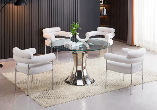 SIDY transparent chrome table and chair set New Design