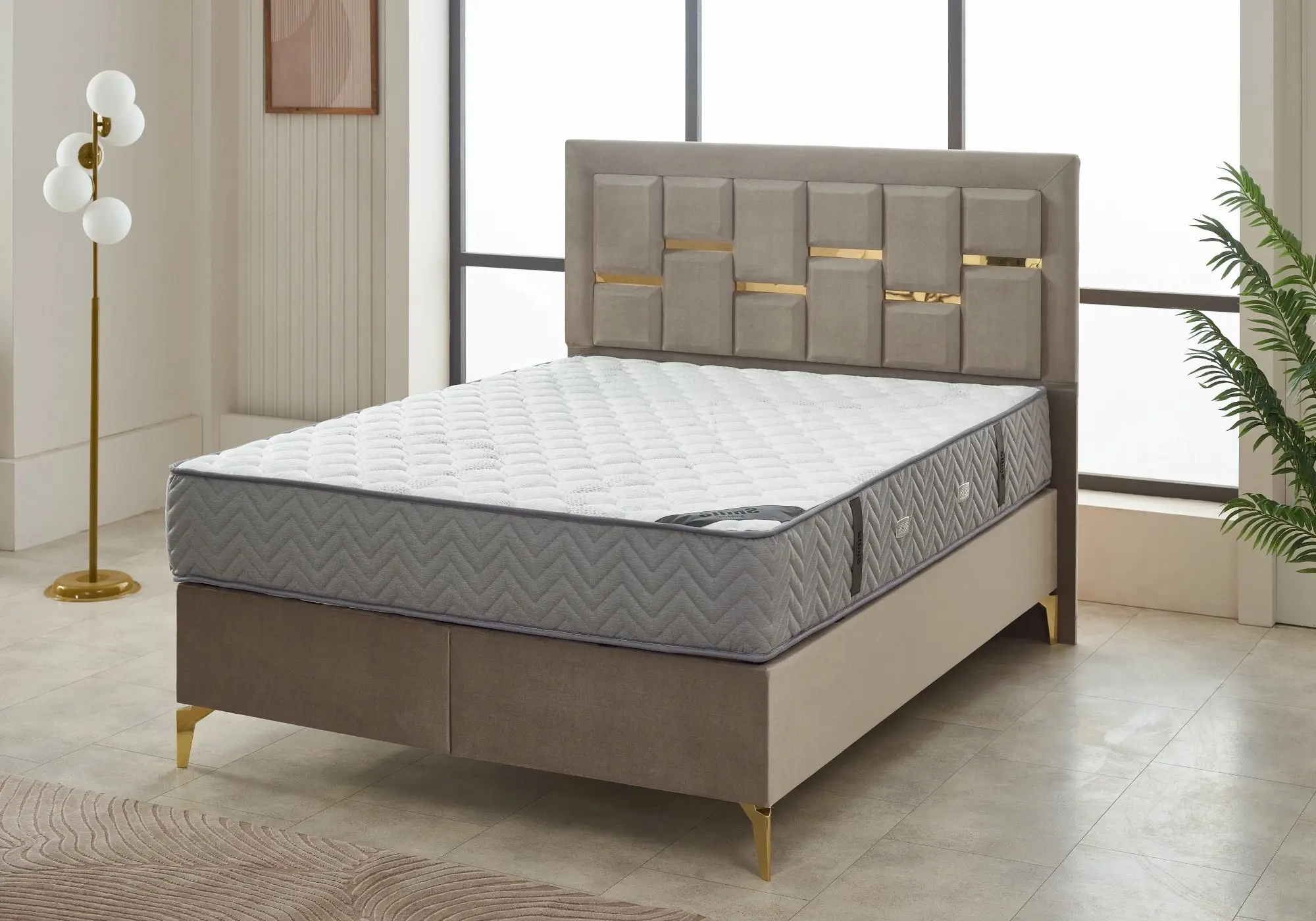 CITY Slims Mobilya dove gray storage bed and mattress