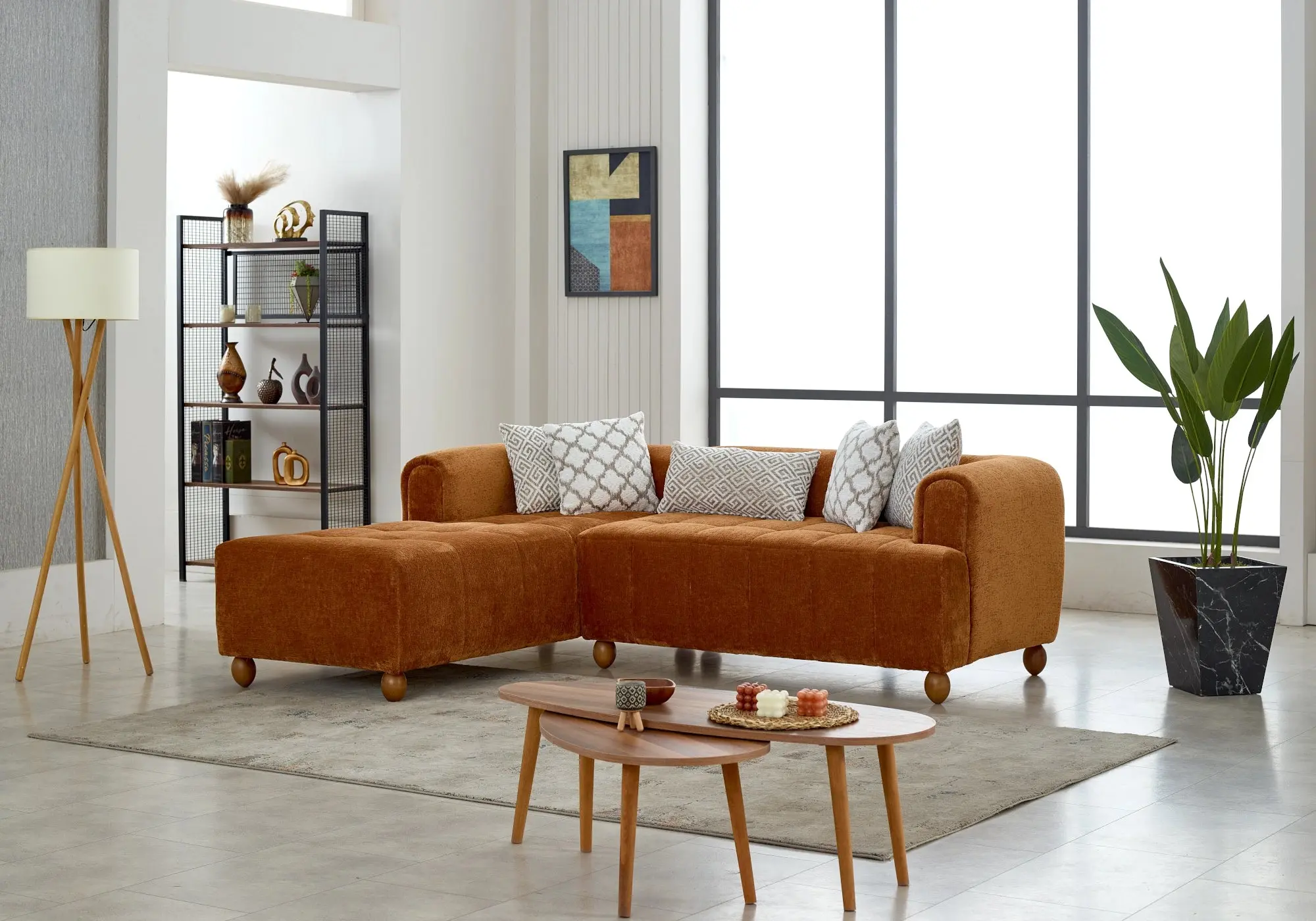 Orange mini corner sofa ZELVE Slims Mobilya