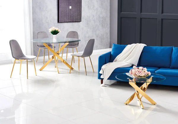 Round coffee table in golden glass JOY New Design