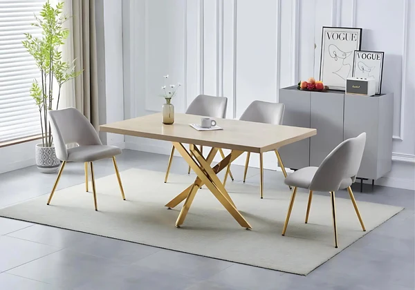 JOY New Design silver oak wooden table chair set