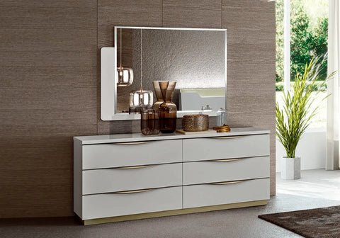 Complete white lacquered padded bedroom set XENA CG Italia