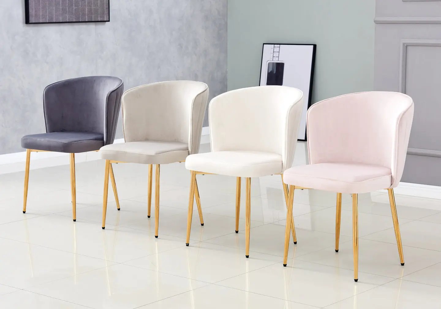 DIVA Golden Black Velvet Chair (Set of 4) New Design