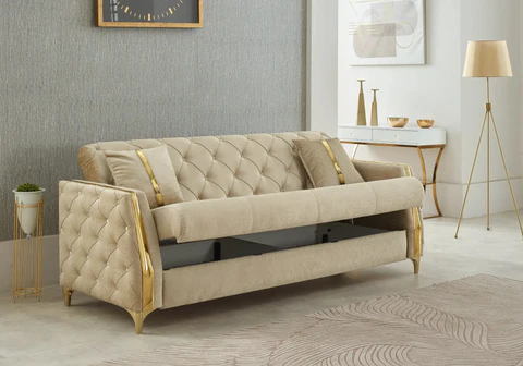 GALA Slims Mobilya beige Chester convertible sofa set