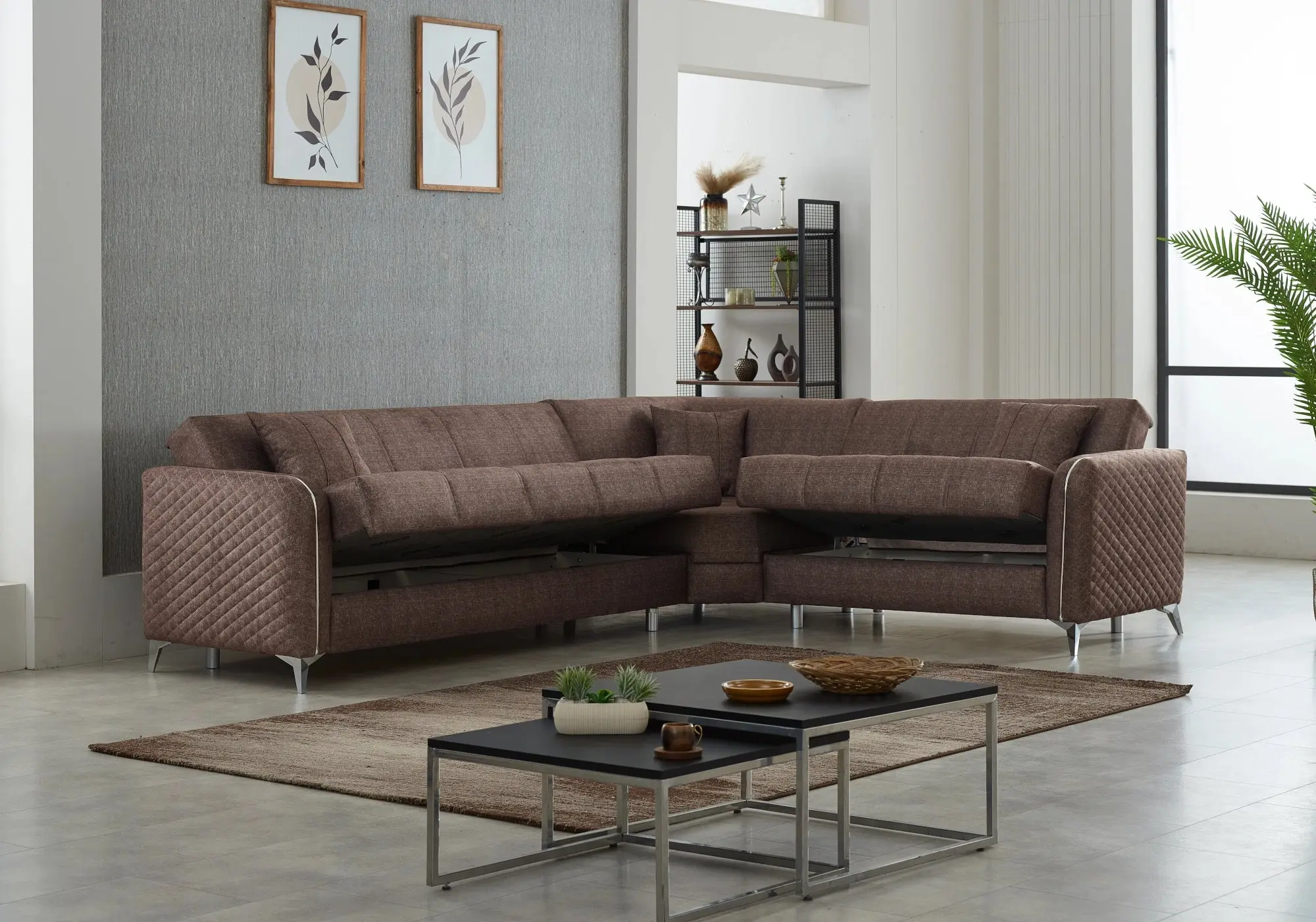 Modern dove gray corner sofa ALISSA Slims Mobilya