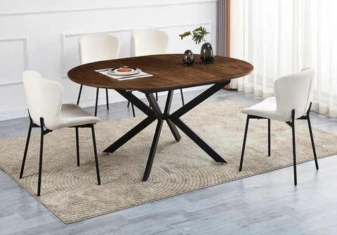 OLA black wooden round chair table set