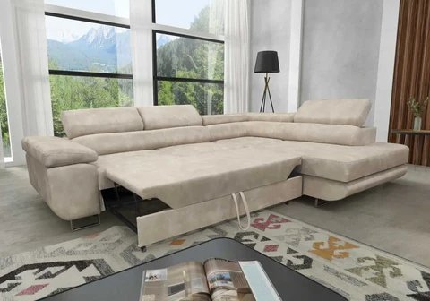 Corner sofa in quilted fabric TEVA -  