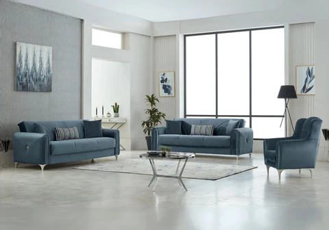 PARLA blue convertible sofa set