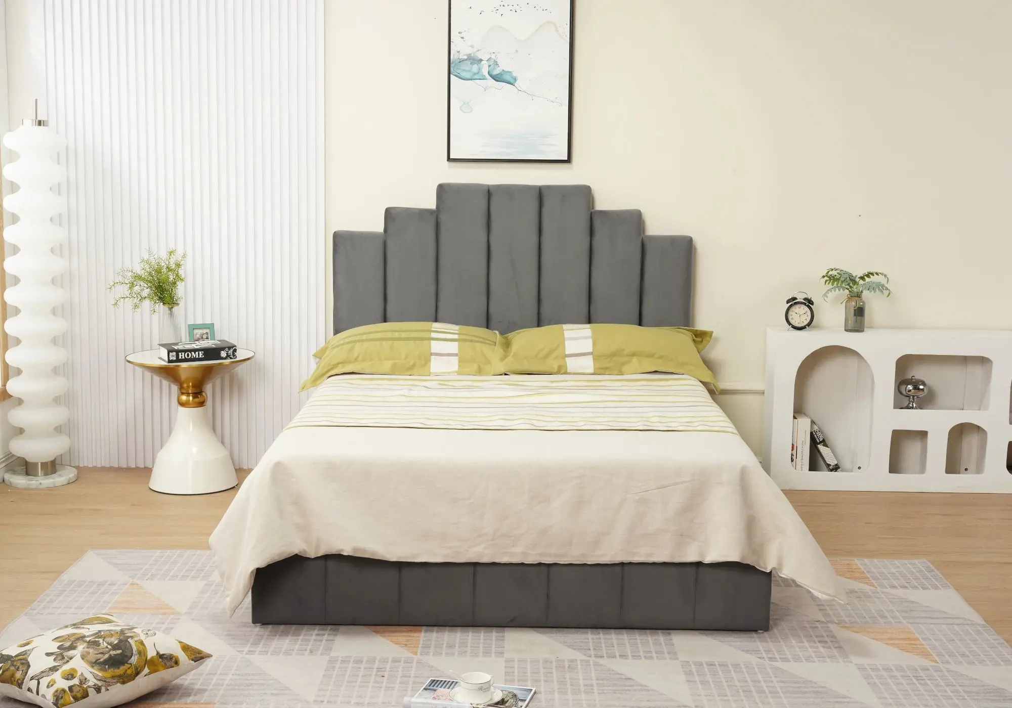 MARLA New Design anthracite velvet upholstered bed