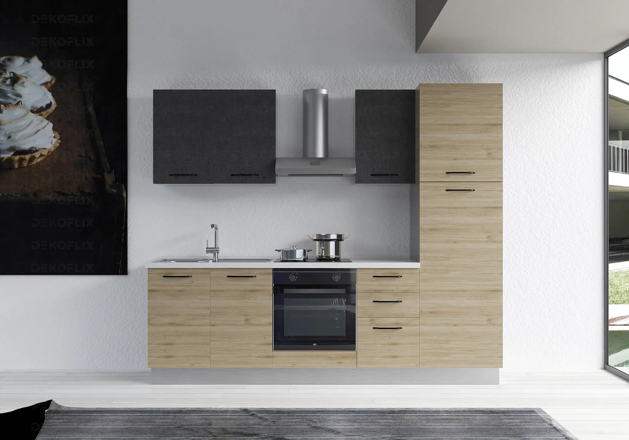 Complete Kitchen Oak Titanium STAR 255 - Appliances Included  