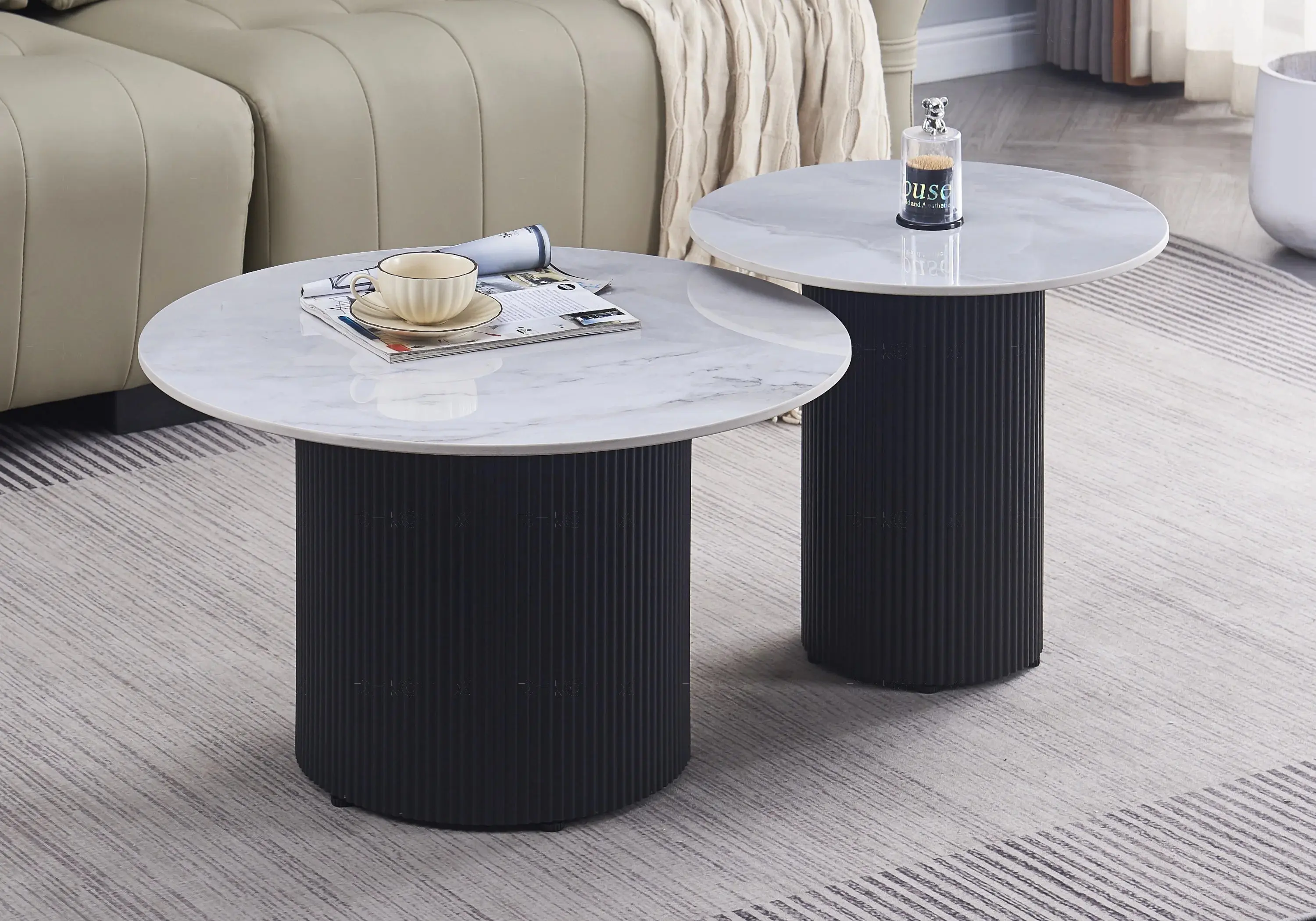 Coffee table with black ceramic gray marble foot MILA New Design