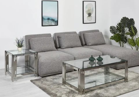 ÈVE New Design chromed glass designer coffee table