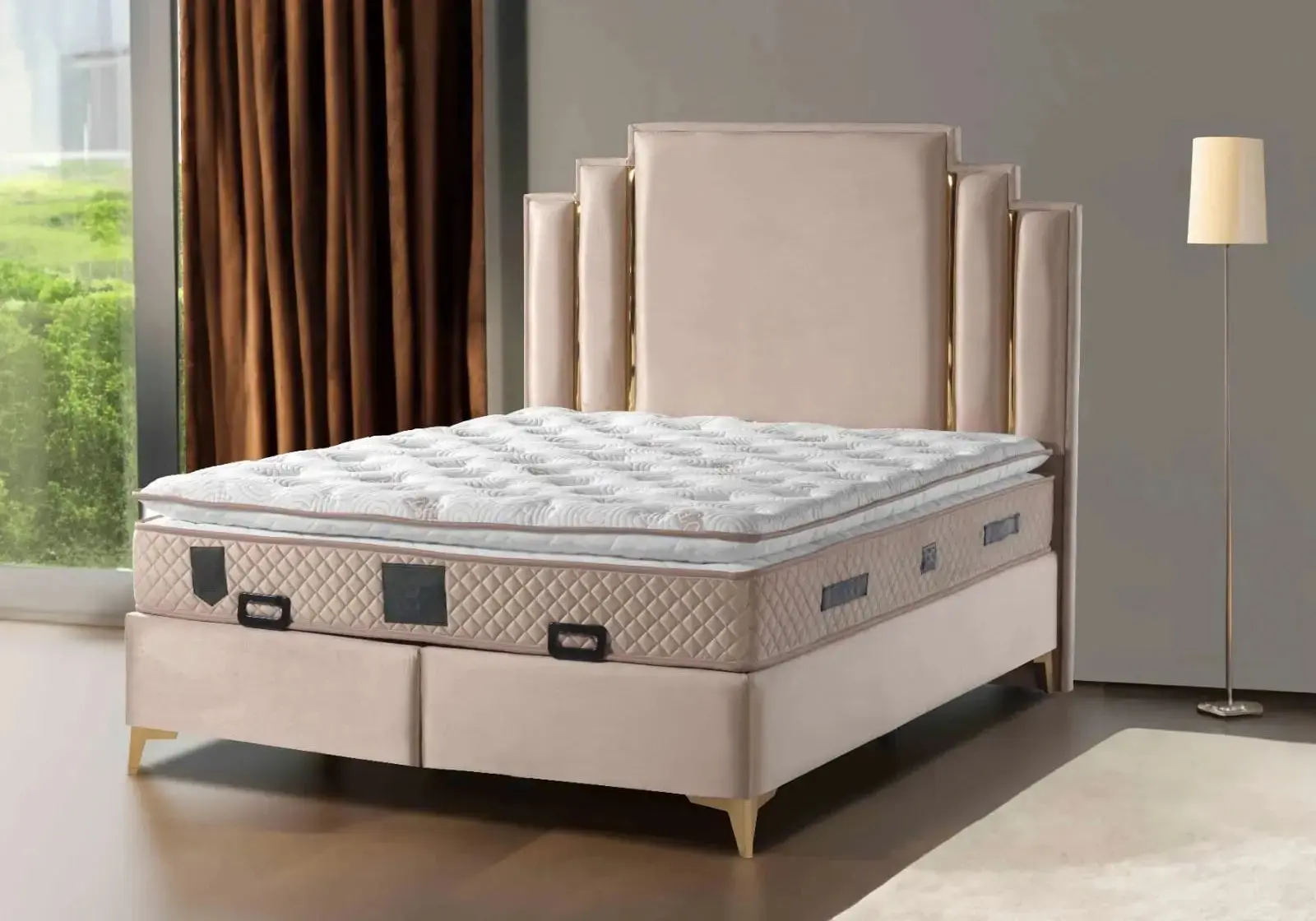 Designer chest of drawers in dove gray velvet TREND - 160x200: Elegance and practicality  