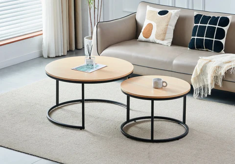 OREA stackable coffee tables in black oak wood: modern elegance