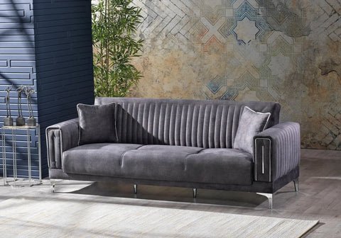 ASYA Slims Mobilya sofa bed in chrome gray fabric