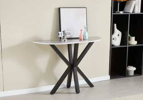 OTHO black ceramic gray marble console - 