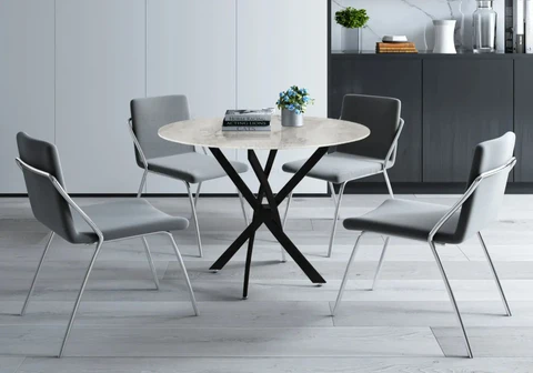 Round black table with gray marble JOY New Design